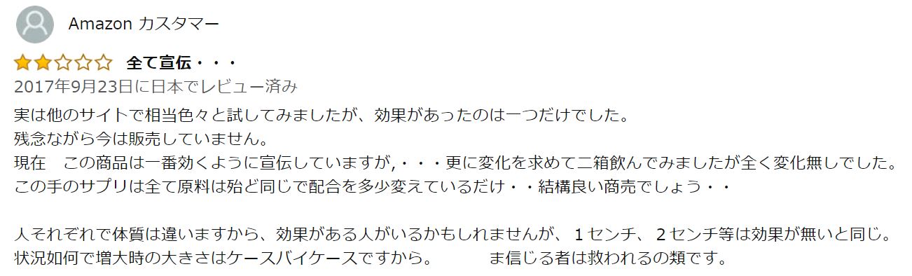 Amazonで★2のレビュー_全て宣伝・・・